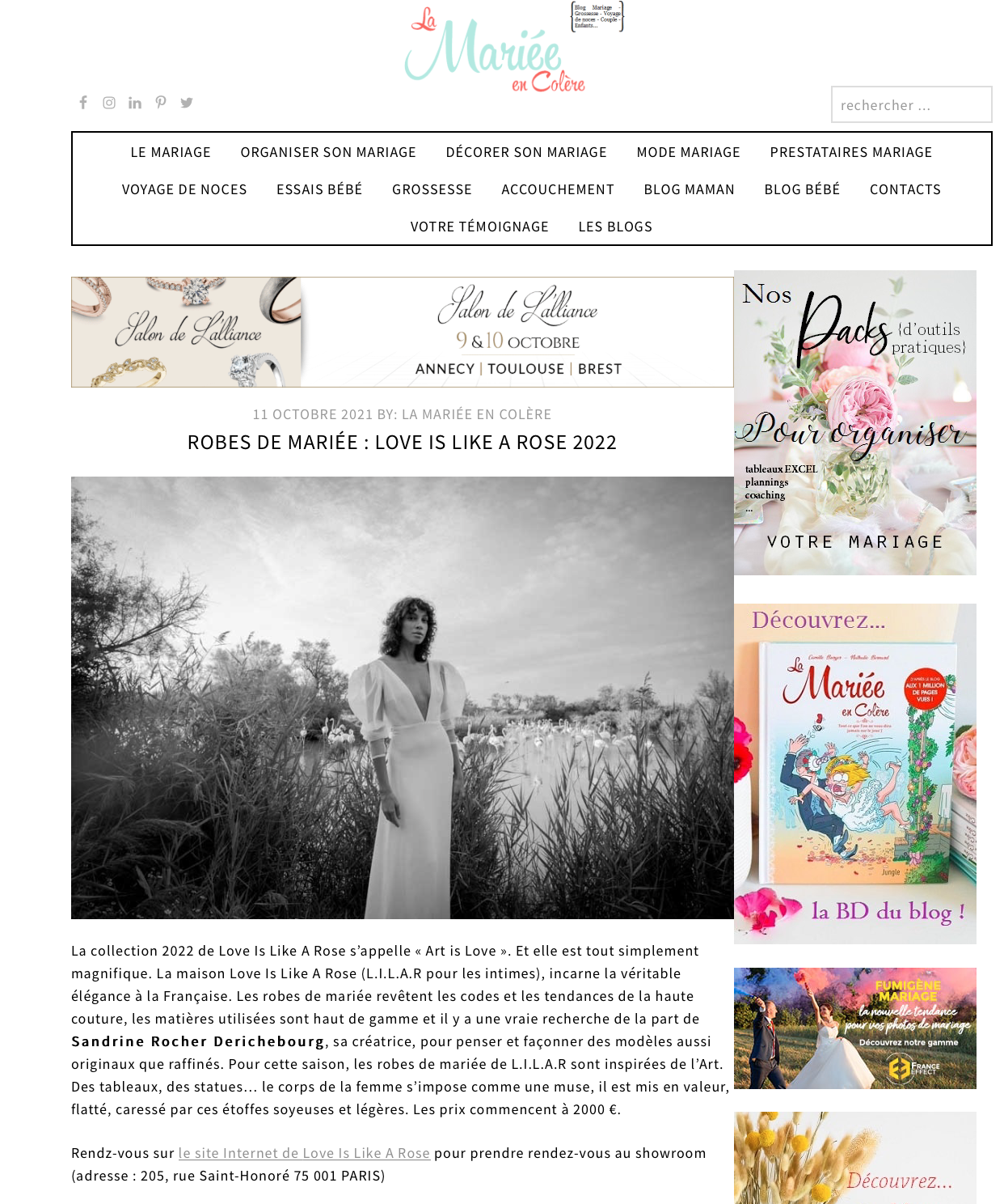 Press article Love Is Like A Rose by the magazine La Mariee en Colere