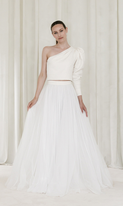 Designer of custom wedding dresses in Paris Lilar - Wedding dress boutique - Voluminous wedding skirt - MONETTE skirt, top JOY-2