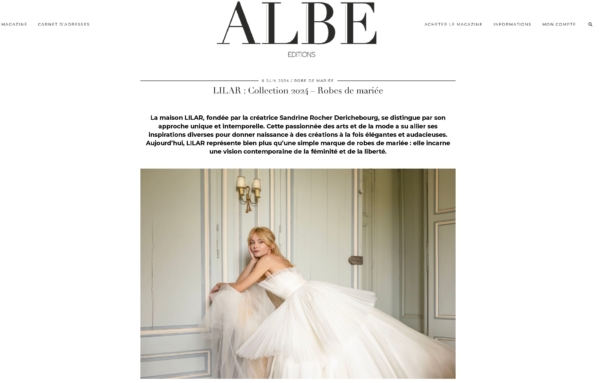 ALBE - Mode Mariage - Robes de mariée LILAR de la créatrice Sandrine Rocher Derichebourg