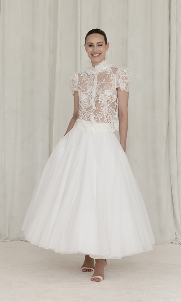 Designer of custom wedding dresses in Paris Lilar - Wedding dress boutique - Lace top - LA MARQUISE, LA FRIPONNE skirt -3